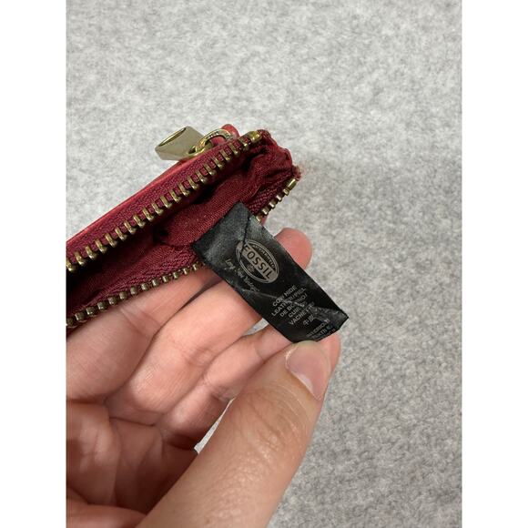 Fossil Red Leather Zipper Wallet - Picture 6 of 15